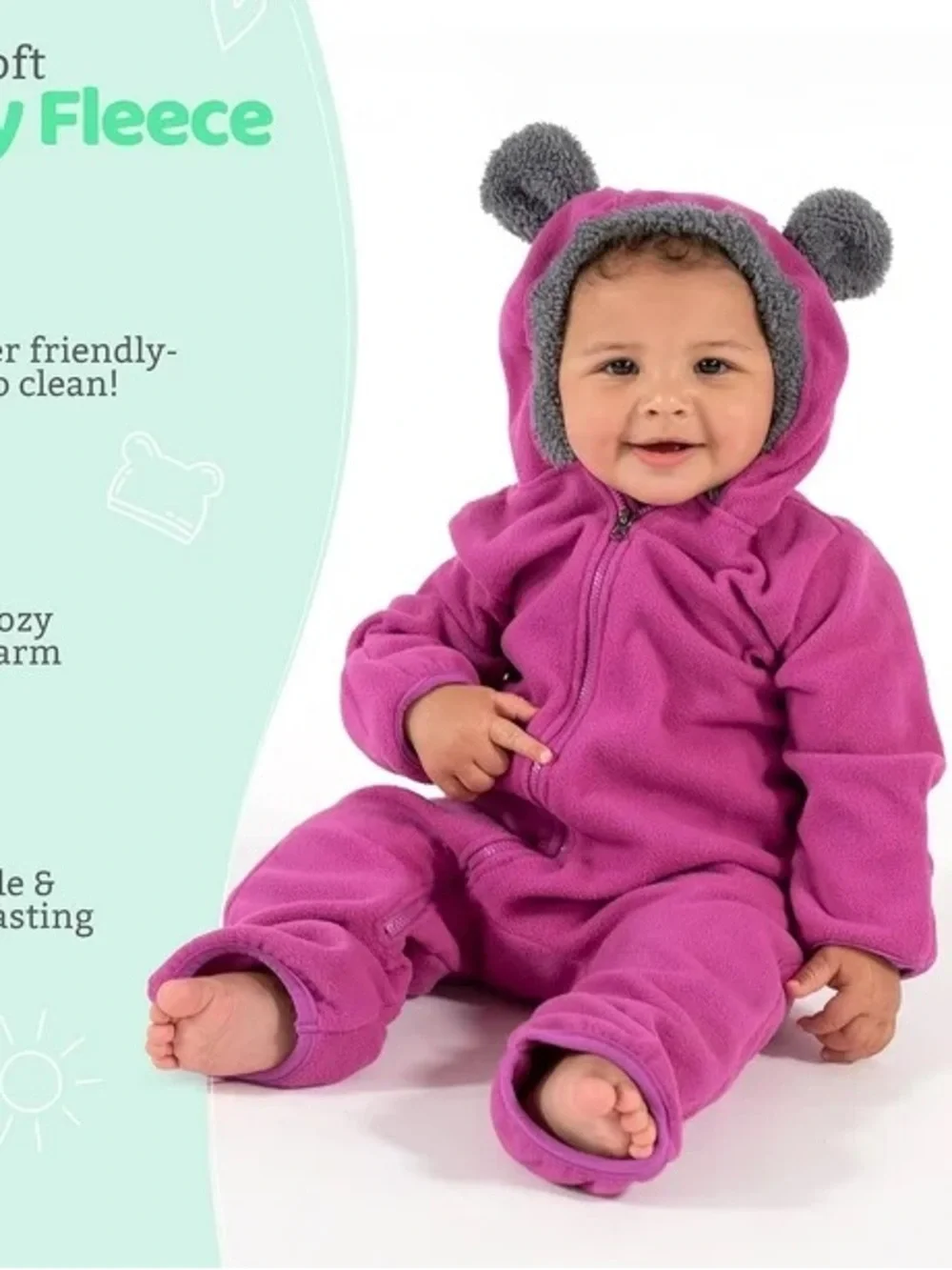 Purple Fleece One-Piece - Bear snowsuit